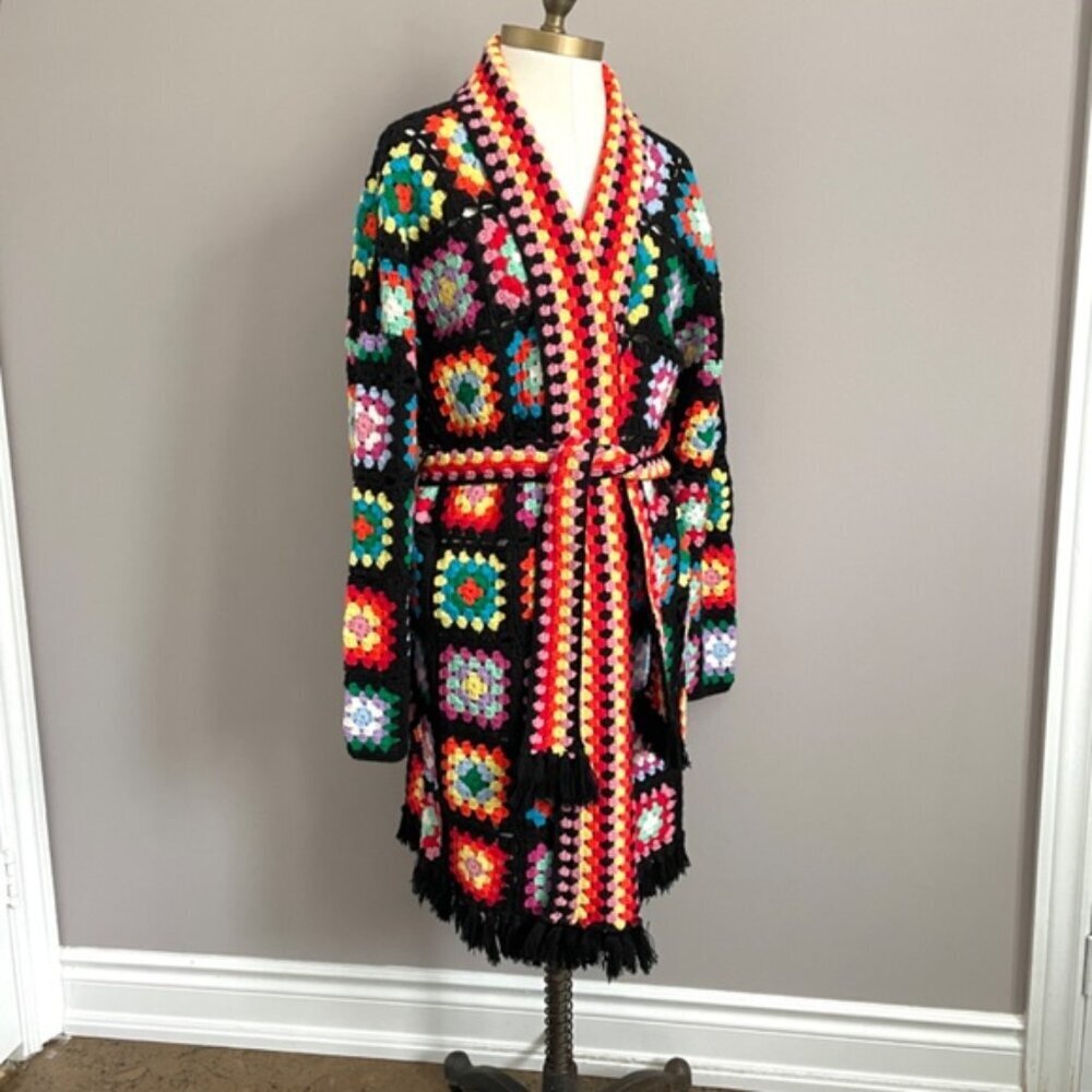 MC2 Saint Barth Multicolor Crochet Wool Coat With Belt - S/M, NWOTs 🇮🇹 - Picture 14 of 16